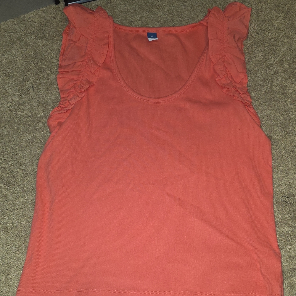 Women's Ruffled Coral Top XL Bnwt